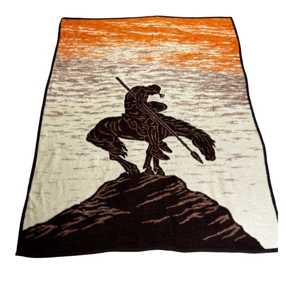 Biederlack End of the Trail Blanket Unisex 56x72 Brown Western Fleece